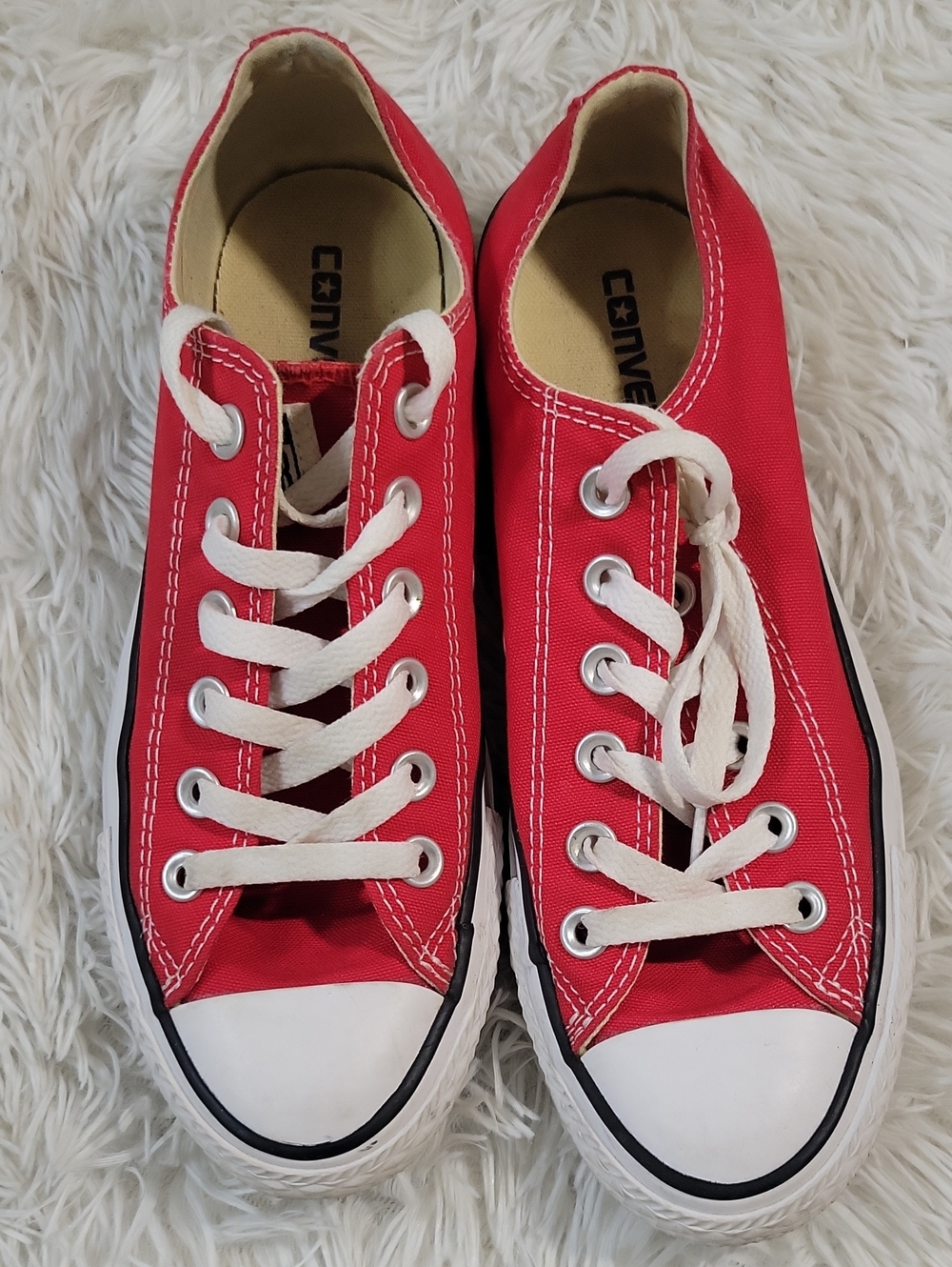 Converse Kids Red Canvas Low-Top Sneakers